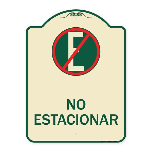 Spanish Parking No Estacionar No Parking W/ Graphic Heavy-Gauge Aluminum Sign, 24" H, TG-1824-22882